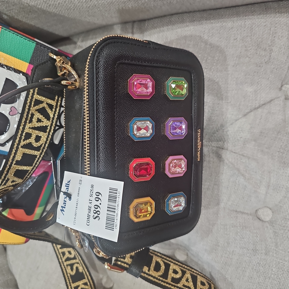 Karl Lagerfeld Black Crossbody Bag with Gem Accents.. 2 Karl Lagerfel And One Mk